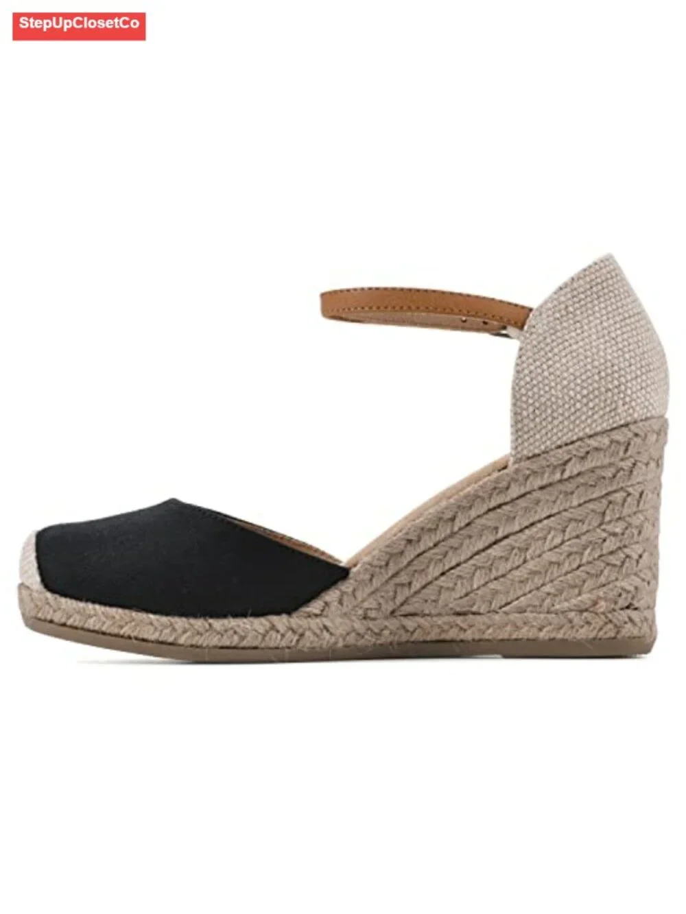 Espadrille Wedge Sandal with Cushioned Insole and Adjustable Buckle